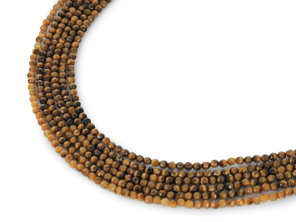 Tigereye 4.00mm Round Faceted Strand