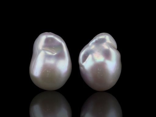 Freshwater Pearl Baroque 19x14mm Free Form Half Drilled White PAIR