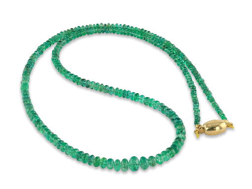 [FIN3054] Emerald Graduated Strand rondells 2-5.5mm with 14ct Yellow Gold Clasp