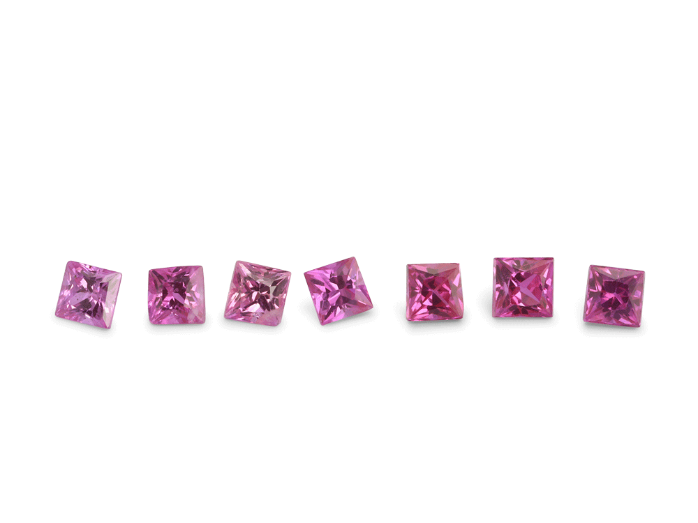 Pink Sapphire 1.5mm Princess Cut Good Pink 