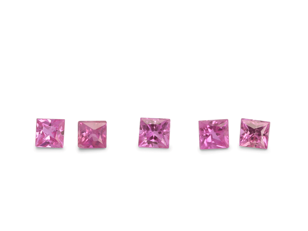 Pink Sapphire 1.75mm Princess Cut Good Pink 