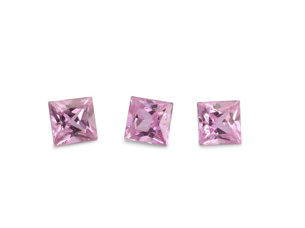 Pink Sapphire 2.75mm Princess Cut Light Pink 