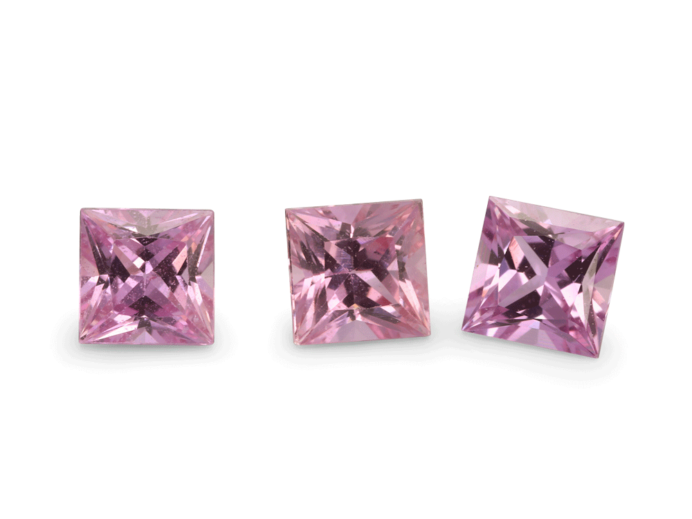 Pink Sapphire 3.75mm Princess Cut Light Pink 