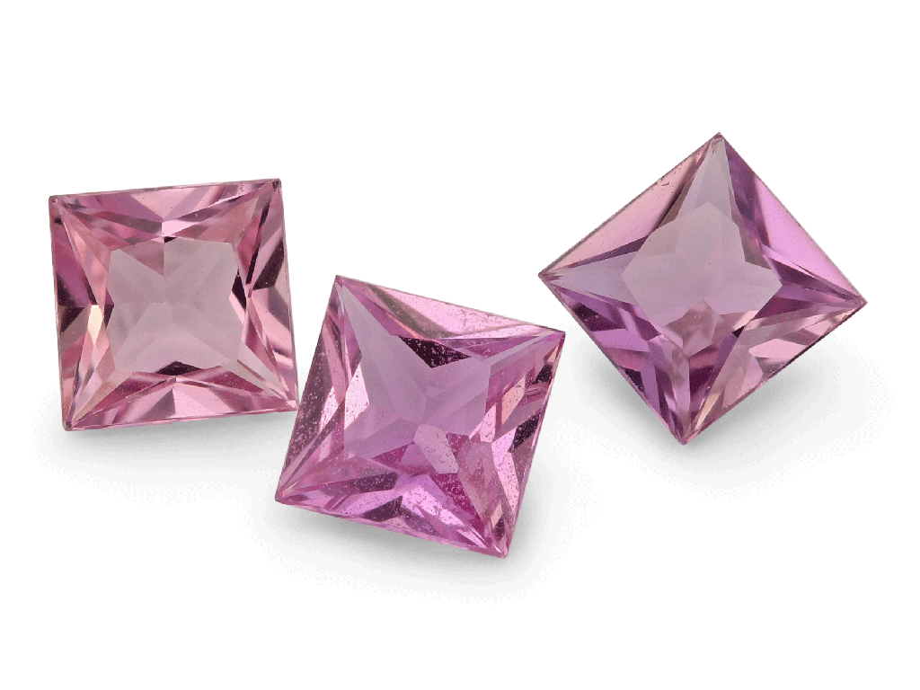 Pink Sapphire 4mm Princess Cut Light Pink 