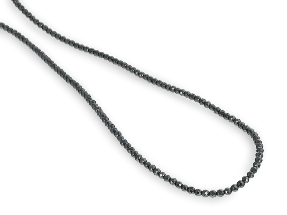 [BEADJ3069] Hematine 3mm Faceted Round Strand 
