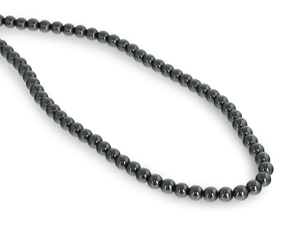 Synthetic Hematine 6mm Polished Round Strand