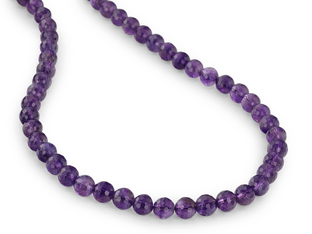 [BEADJ10018] Amethyst 8mm Round Faceted Strand 