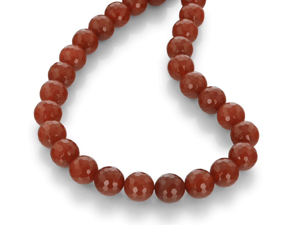 Carnelian 14mm Faceted Round Strand