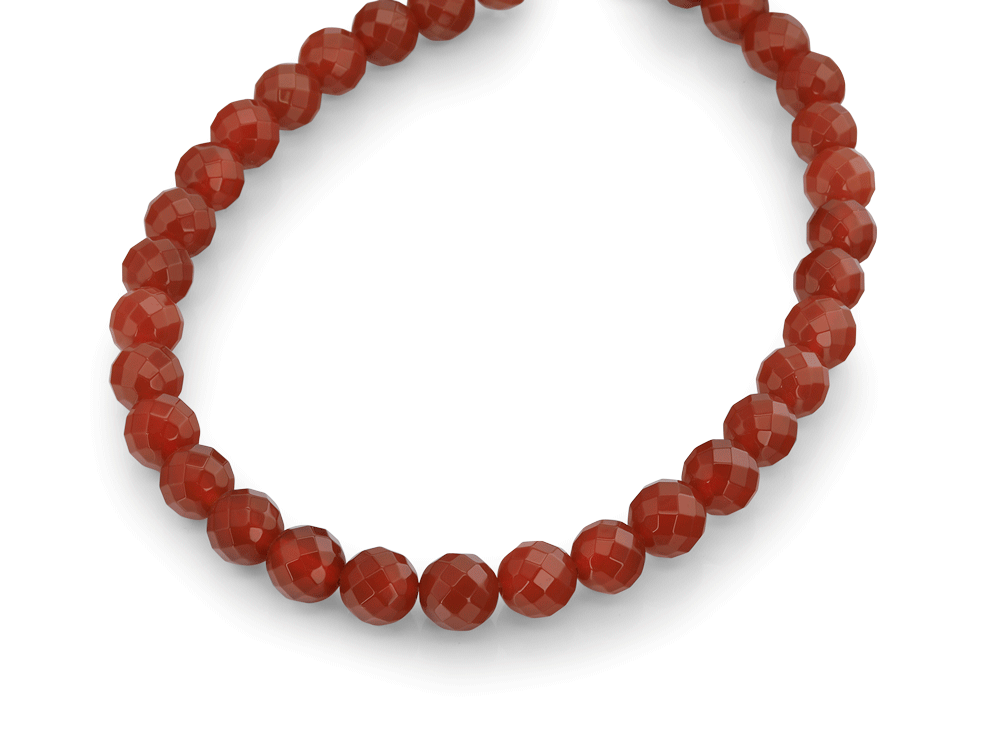Carnelian 12mm Faceted Round Strand