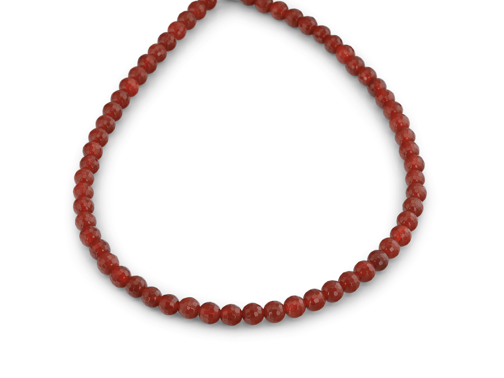 Carnelian 6mm "Soccer Ball" Faceted Round Strand