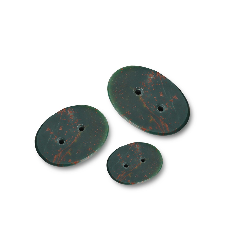 Bloodstone 14x12mm Oval Double Drill