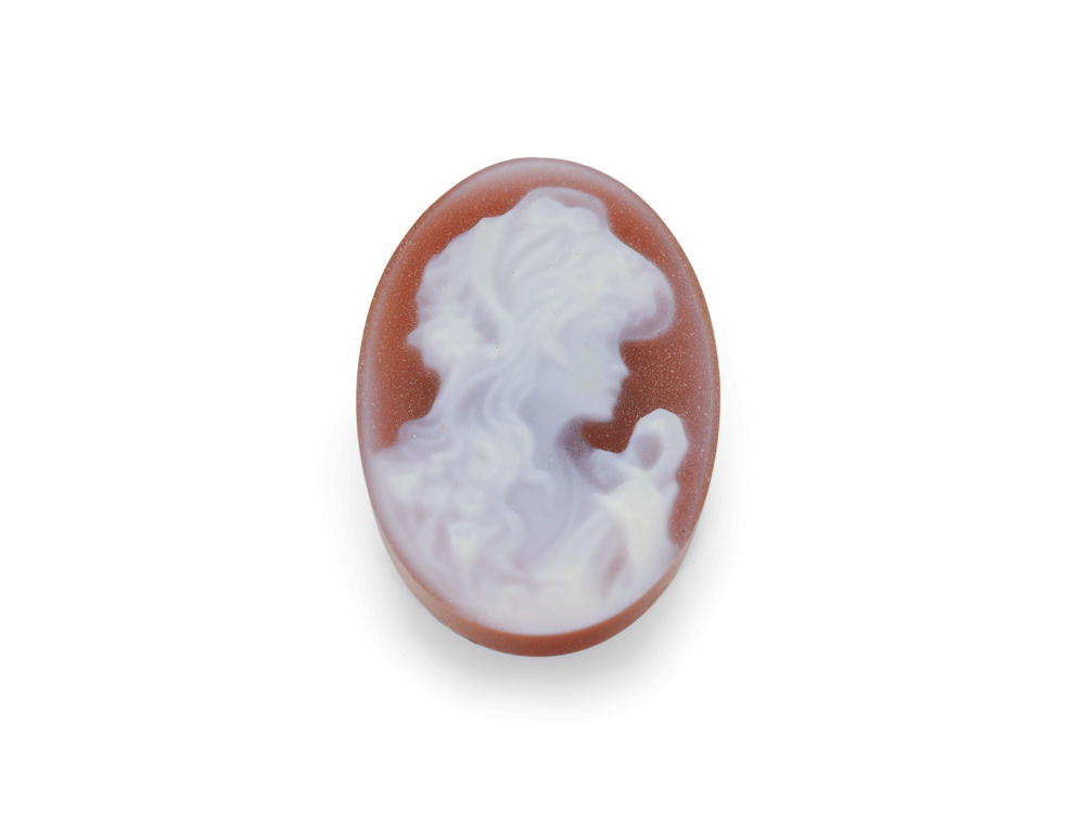Cameo 14x10 oval red/wh agate lady's head 