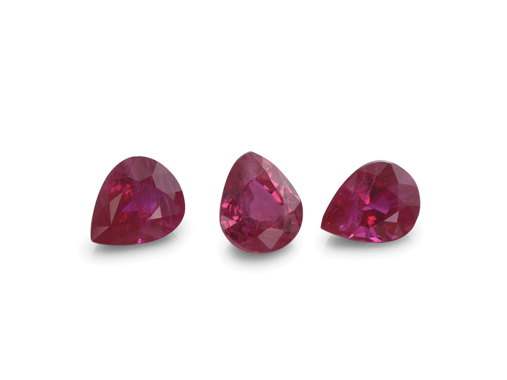 Ruby 5x4mm Pear Shape Mid Pink Red 