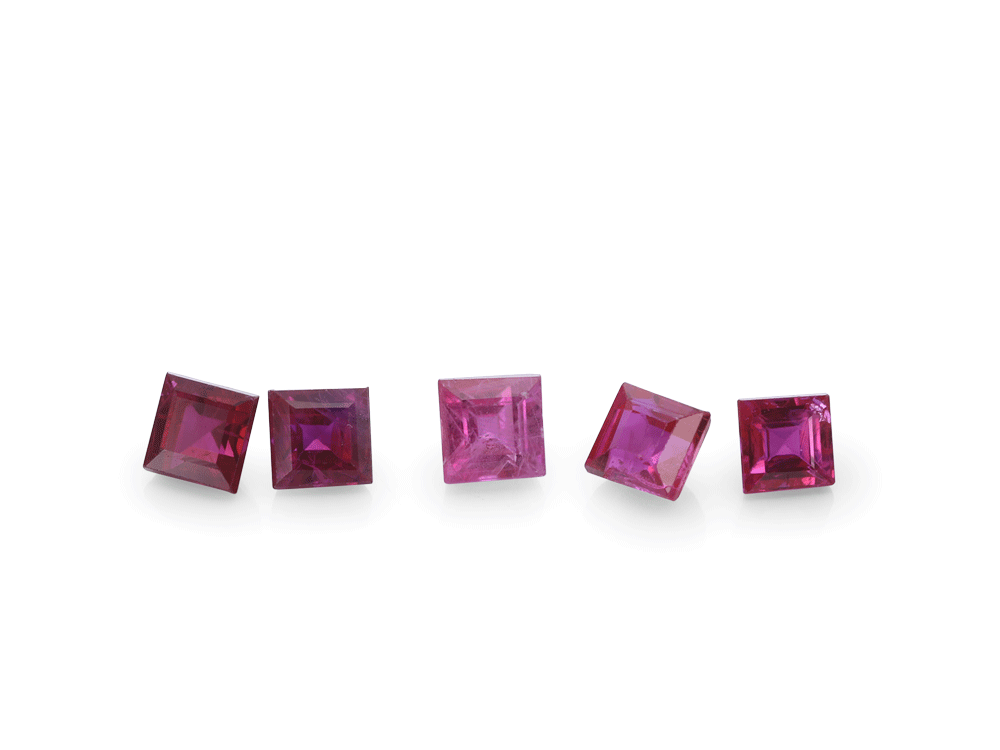 Ruby 2.25mm Square Carre Mid Pink Red