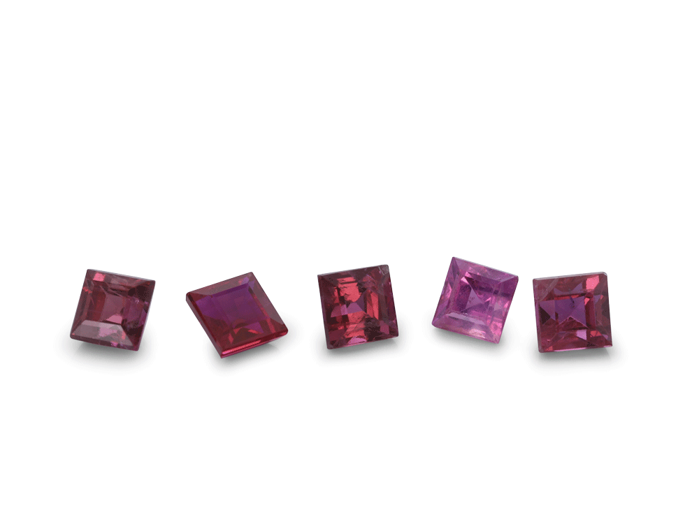 Ruby 2.50mm Square Carre Mid Pink Red