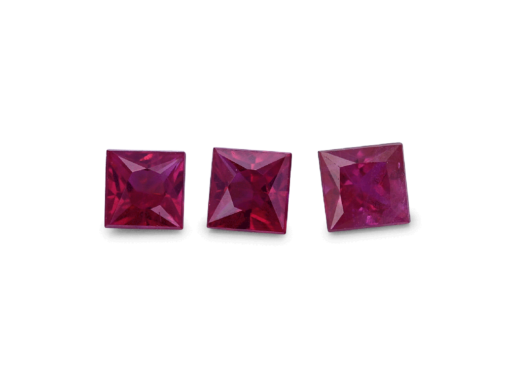 Ruby 2.75mm Square Princess Cut Mid Red