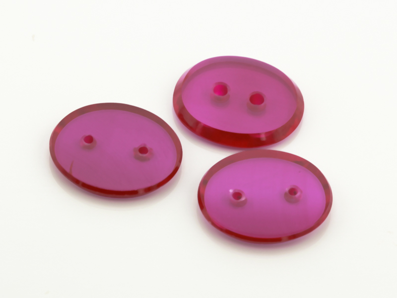 Synthetic Ruby Pink 14x12mm Oval Buff Top Double Drilled Hole 