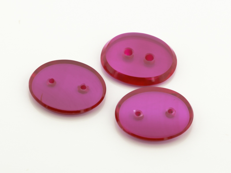 Synthetic/Lab Grown Ruby 14x12mm Oval Double Drilled Flat Back Pink Red