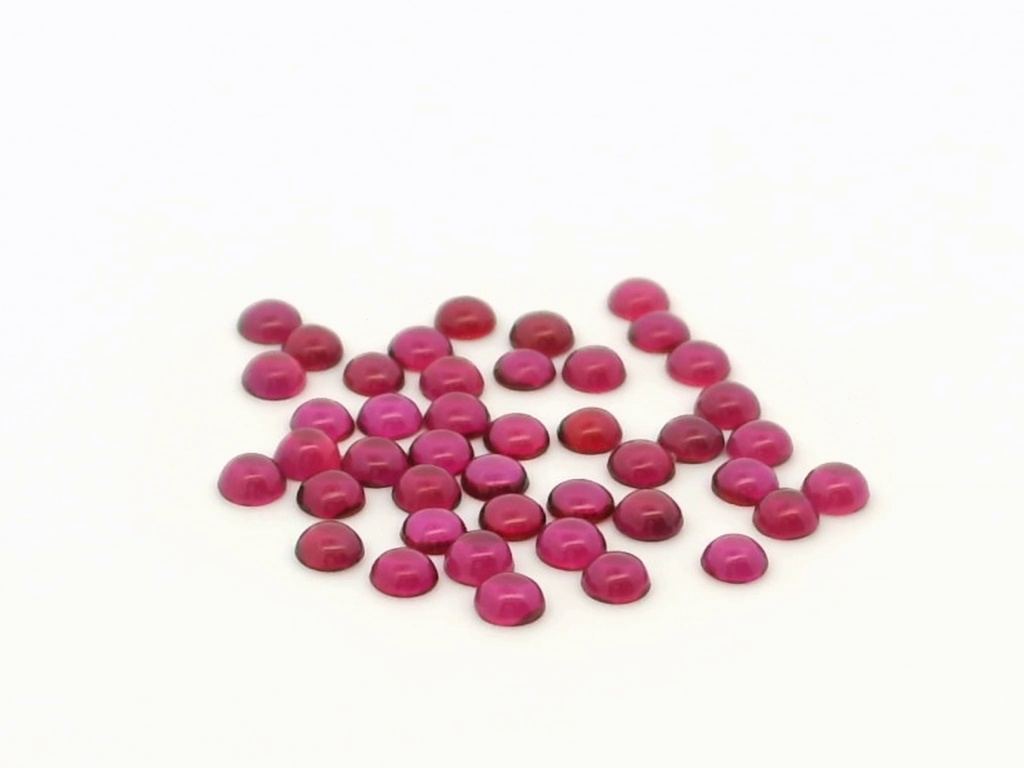 Synthetic/Lab Grown Ruby 2.50mm Round Cabochon Pink Red