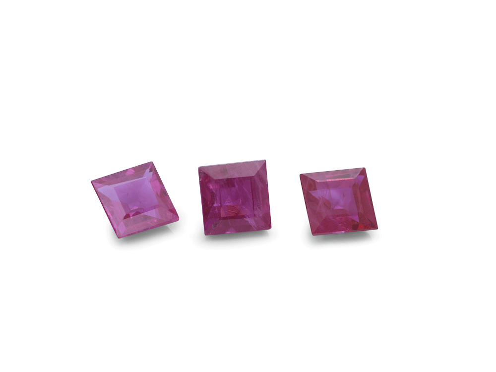 Ruby 3.25mm Square Carre Mid Pink Red