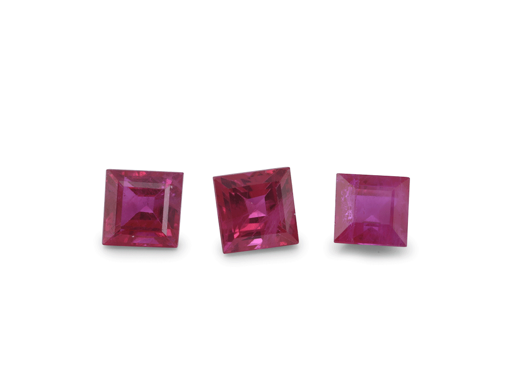 Ruby 3.50mm Square Carre Mid Pink Red