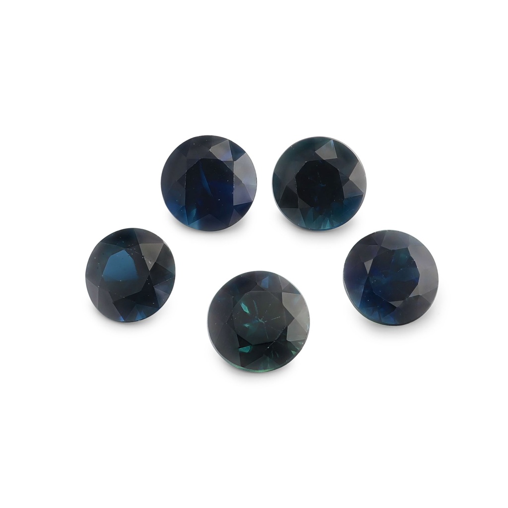 Blue Sapphire 3.1-3.3mm +/- Round Dark Set of 5