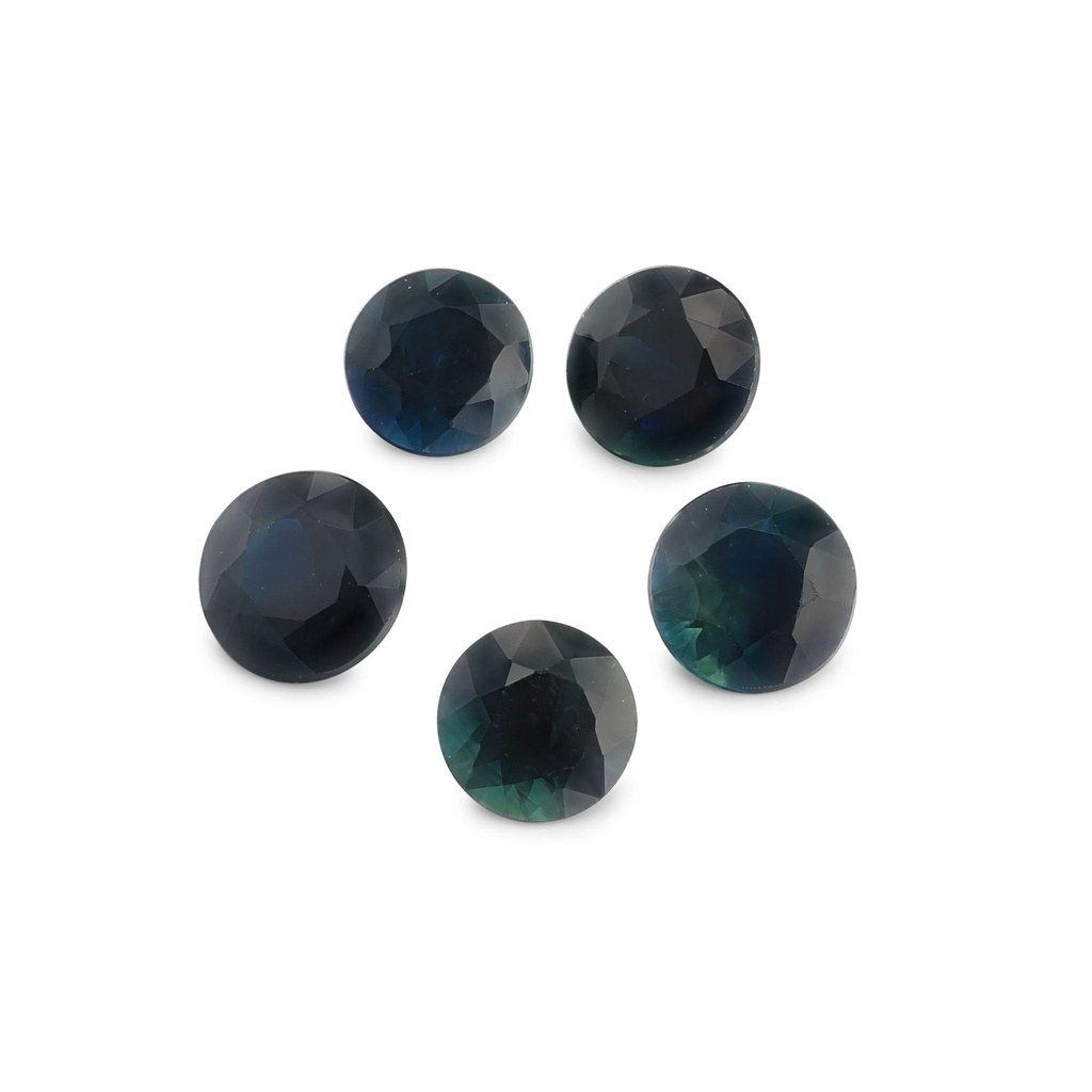 Blue Sapphire 3.2-3.5mm Round Dark Set of 5