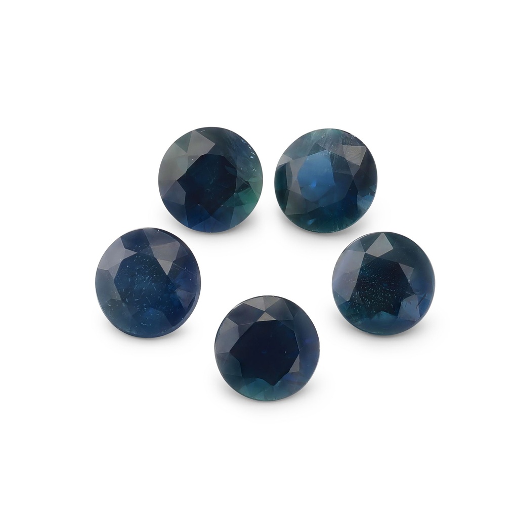 Blue Sapphire 3.3-3.5mm Round Dark Set of 5