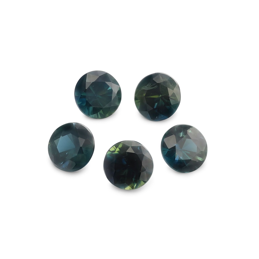 Parti Sapphire 3.5mm +/- Round Blue Green Set of 5