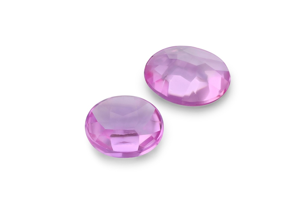 Synthetic/Lab Grown Sapphire 12x10mm Oval Buff Top Faceted Back German Cut Pink
