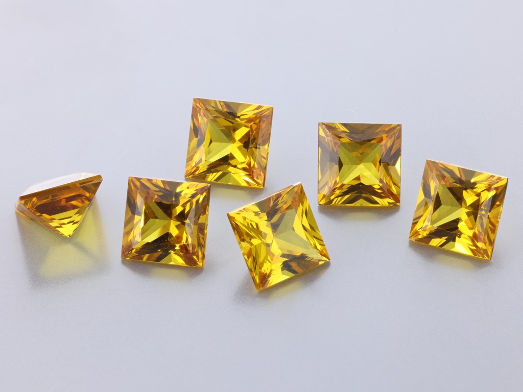 Synthetic/Lab Grown Sapphire 6.00mm Princess Cut Yellow