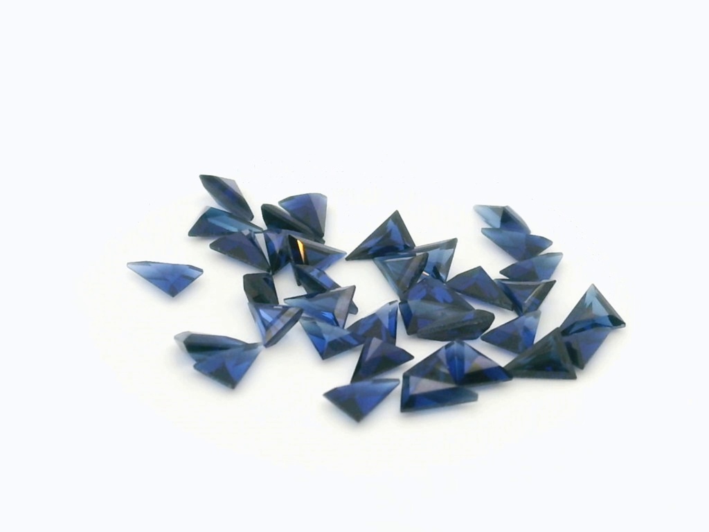 Synthetic/Lab Grown Sapphire 3.00mm Triangle Blue Shallow
