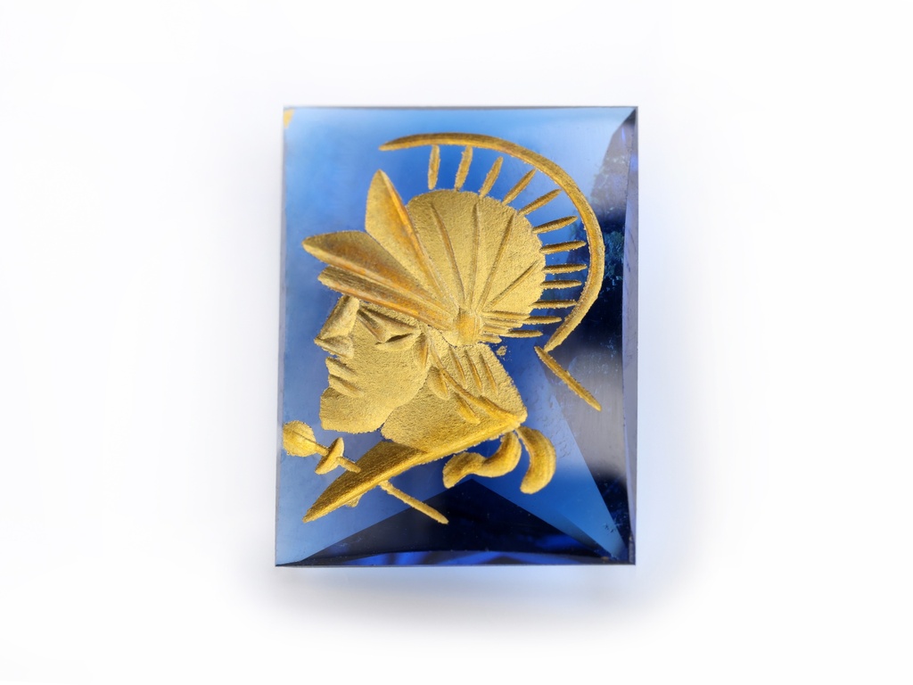 [MBOM1612C1] Synthetic/Lab Grown Spinel 16x12mm Octagonal Intaglio Gold Cobalt Blue