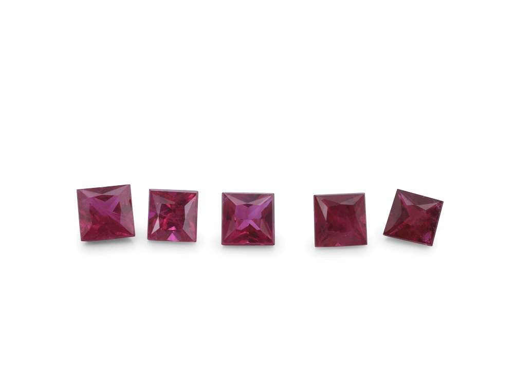 Ruby 2.25mm Square Princess Cut Mid Red