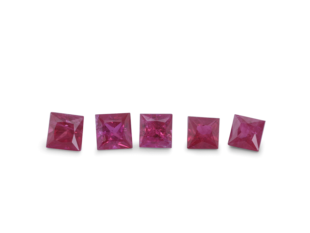 Ruby 2.50mm Square Princess Cut Mid Pink Red