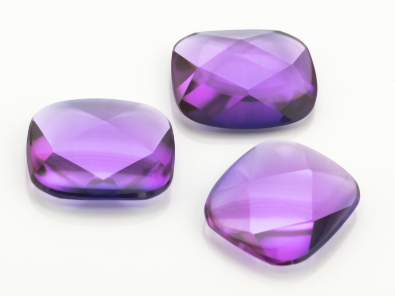 Synthetic/Lab Grown Sapphire 16x14mm Cushion Buff Top Faceted Back German Cut Purple