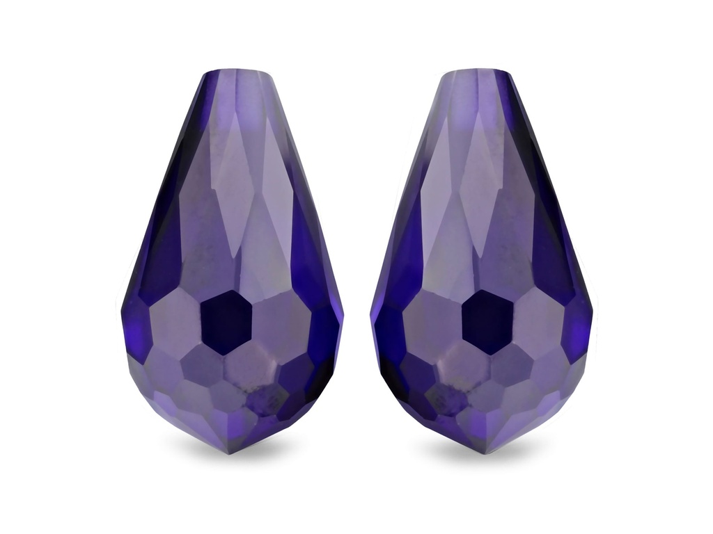 Cubic Zirconia 12x7mm Briolette Purple Pair