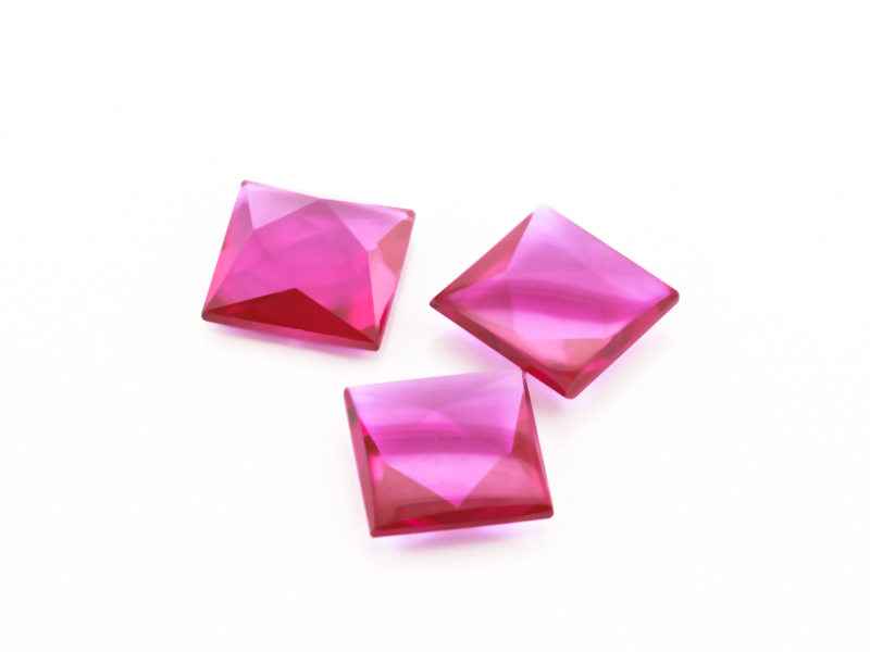 Synthetic Ruby 10mm Square Buff Top Pink Red