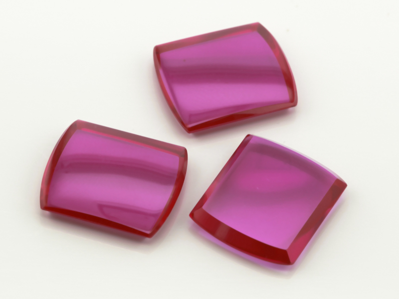 Synthetic/Lab Grown Ruby 14x12mm Barrel Buff Top Flat Back Pink Red