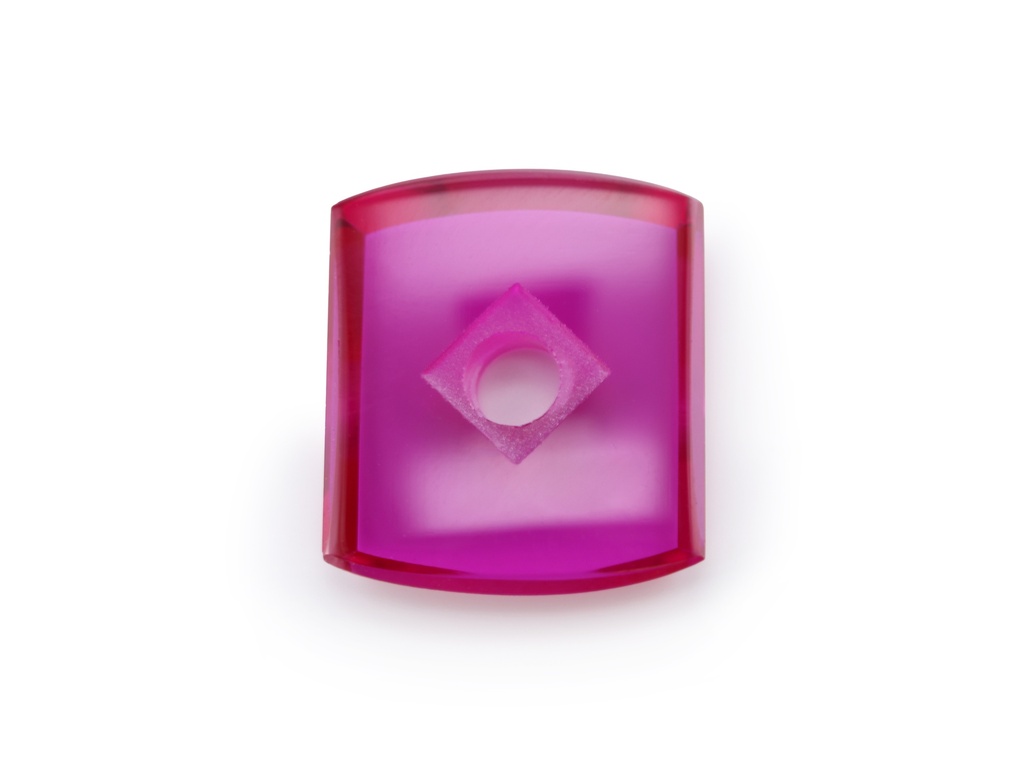 Synthetic/Lab Grown Ruby 14x12mm Barrel Countersunk Center Drilled Flat Back Pink Red