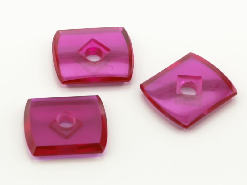 Synthetic/Lab Grown Ruby Pink 14.5x12mm Barrel Countersunk Center Drilled Flat Back Pink Red