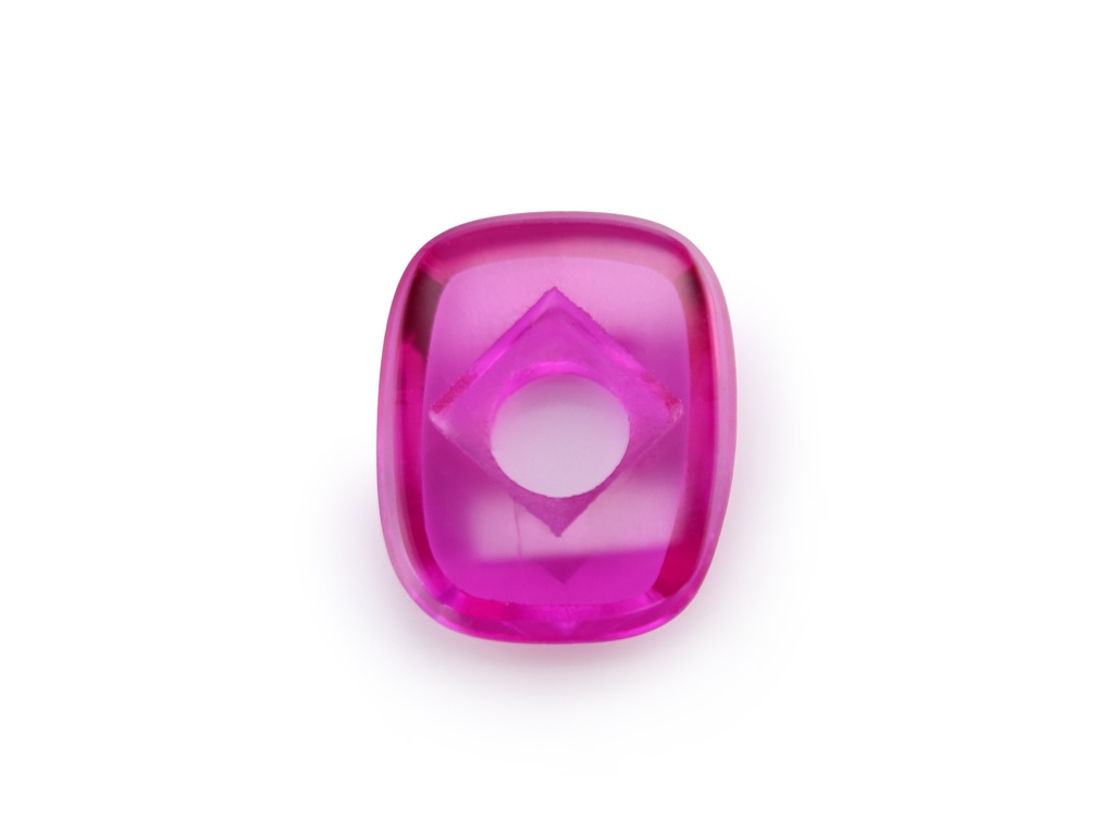 Synthetic Ruby 10x8mm Cushion Countersunk Center Drilled Flat Back Pink Red