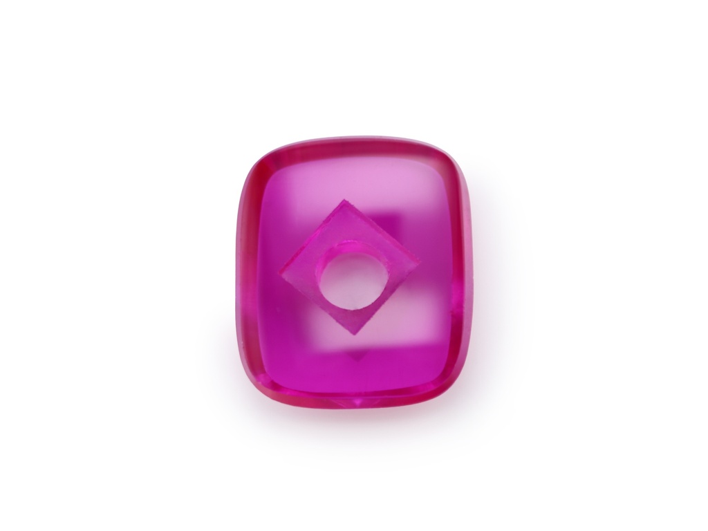 Synthetic Ruby 12x10mm Cushion Countersunk Center Drilled Flat Back Pink Red