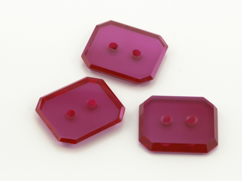 Synthetic Ruby 14x12mm Emerald Cut Double Drilled Flat Back Pink Red