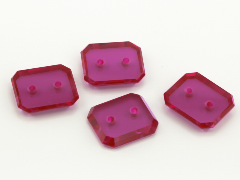 Synthetic Ruby 12x10mm Emerald Cut Double Drilled Flat Back Pink Red