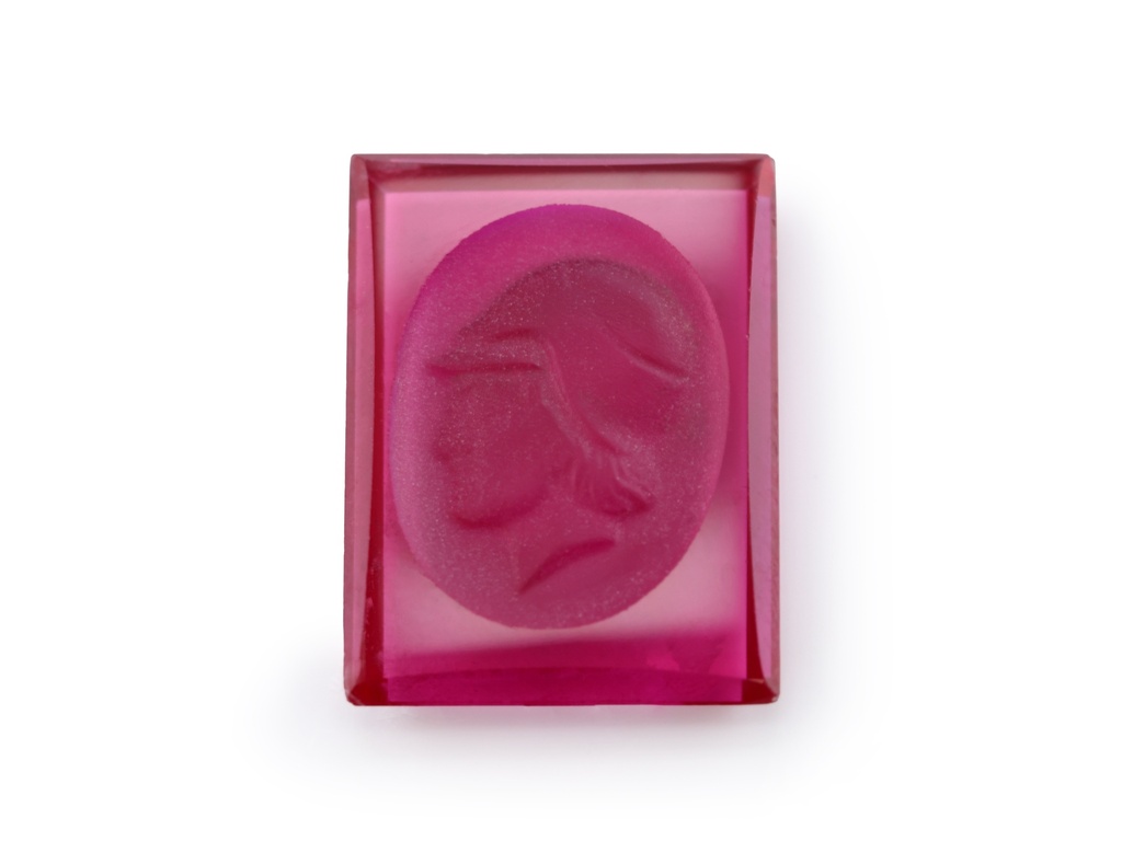 [YRBM1612P1] Synthetic Ruby 16x12mm Rectangular Intaglio Red