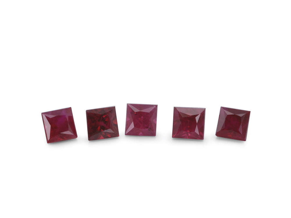 Ruby 2.50mm Square Princess Cut Mid Red