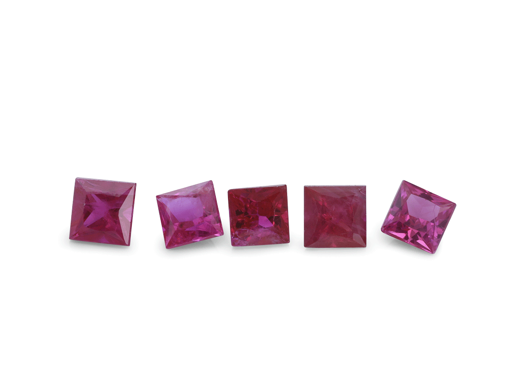 Ruby 2.75mm Square Princess Cut Mid Pink Red