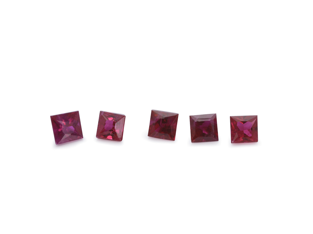 Ruby 2.00mm Square Princess Cut Mid Red