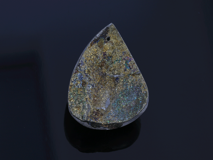 Rainbow Pyrite Free Form Pendant Side Drilled